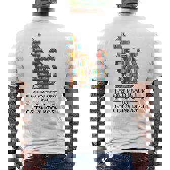 Amateur De Livres De Chat Amusant – Facilement Distrait Par Les Chats Et Les Livres T-shirt imprimé au dos - Cadeauxyz