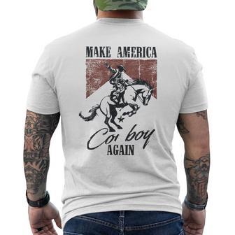 Make America Cowgirl Cowboy Again Retro Western 4Th Of July Men's T-shirt Back Print - Thegiftio UK