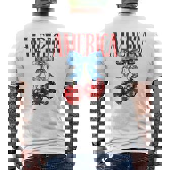 American Coquette Cherry Bow Patriotic Usa Flag 4Th Of July Men's T-shirt Back Print - Monsterry