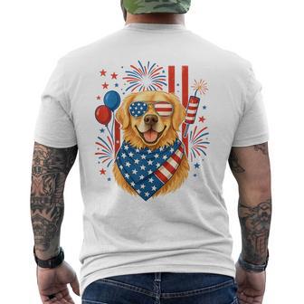 American Flag Golden Retriever Usa Retro 4Th Of July Outfit Men's T-shirt Back Print - Thegiftio UK