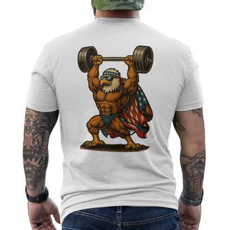 American Flag Lifting Eagle Weights 4Th Of July Gym Men's T-shirt Back Print - Thegiftio UK