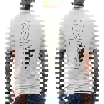Ankh & Cat デザイン – スピリチュアル瞑想アート メンズTシャツ バックプリント - Kawaiitshirt