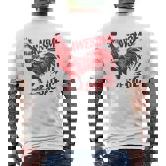 Awesome Sauce With Picture Of Rooster Vintage Men's T-shirt Back Print - Monsterry