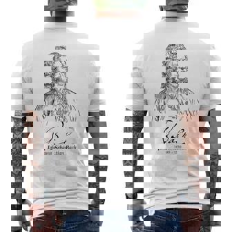 Bach German Composerバッハ、ドイツの作曲家、音楽家、クラシカル メンズTシャツ バックプリント - Kawaiitshirt