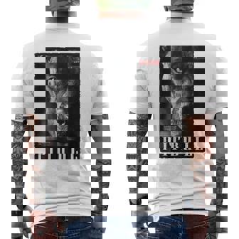 Backprint 野生の犬ピットブルテリアのポートレートブルドッグのバックプリントピットブル メンズTシャツ バックプリント - Kawaiitshirt