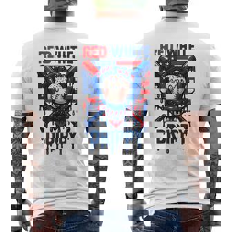 Baseball Ice Cream Red White & Drippy 4Th Of July Patriotic Men's T-shirt Back Print - Monsterry