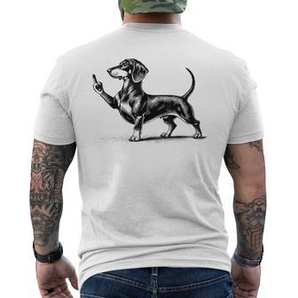 Black Dachshund With Middle Finger Men's T-shirt Back Print - Thegiftio UK