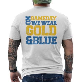 Blue And Gold Game Day Group For High School Football Men's T-shirt Back Print - Thegiftio UK