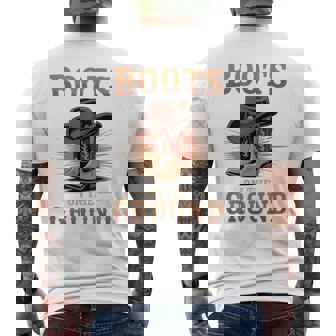 Boots On The Ground Cowboy Boots Western Country Style Men's T-shirt Back Print - Thegiftio