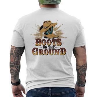 Boots On The Ground Western Cowboy Rodeo Country Men's T-shirt Back Print - Thegiftio UK