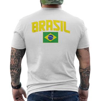 Brasil Brasil Bandeira Brasileira Bandera Patriótica Brasileña In Mangas Camiseta Hombre Estampado Espalda - Regaloses
