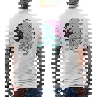 Bride Of Frankenstein Halloween Retro Pink Graphic Men's T-shirt Back Print | Mazezy