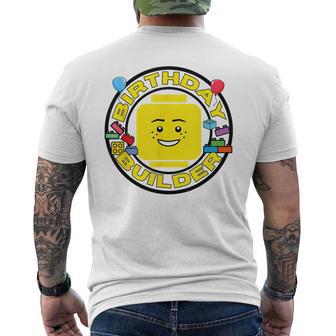 Building Bricks Birthday Builder Blocks Figure Men's T-shirt Back Print - Thegiftio UK