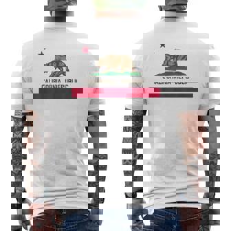 California Republic ノベルティ カリフォルニアベア カリフォルニアフラッグ メンズTシャツ バックプリント - Kawaiitshirt
