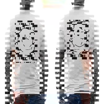 Camisa De Caraonriente A Cuadros Con Ojos Guiños Cara Feliz De Los Años 90 Camiseta Hombre Estampado Espalda - Regaloses