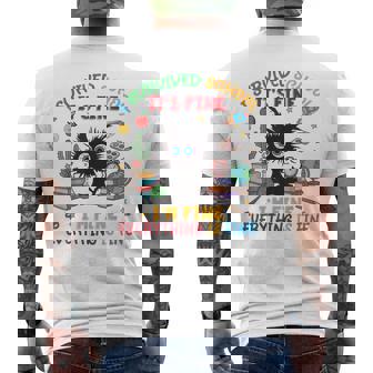 Cat I Survived School It's Fine I'm Fine Last Day Of School Men's T-shirt Back Print | Mazezy