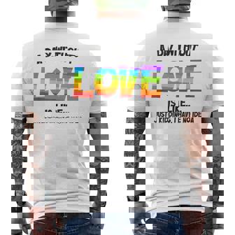 Celebrating Love Lgbtq ゲイプライドグッズ レズビアンレインボー メンズTシャツ バックプリント - Kawaiitshirt