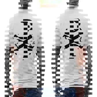 Chi Rho クリスチャン ゴッド アルファ オメガ イエスキリスト キリスト教 メンズTシャツ バックプリント - Kawaiitshirt