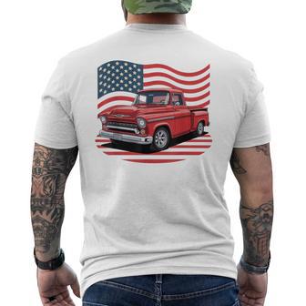 Classic Old Pickup Truck American Flag For 4Th Of July Men's T-shirt Back Print - Thegiftio UK