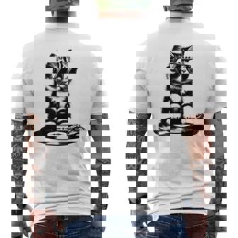 Cool Dj Cat ビニールレコード愛好家 メンズTシャツ バックプリント - Kawaiitshirt