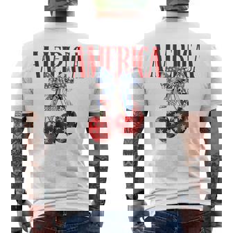 Coquette Bow America Cherry Us Flag 4Th Of July Patriotic Men's T-shirt Back Print - Monsterry