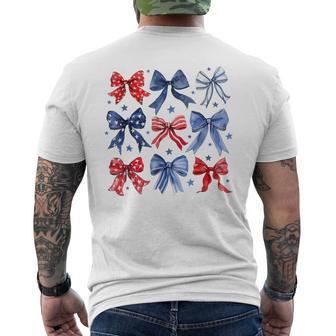 Coquette Red White & Blue Patriotic Bows 4Th Of July Men's T-shirt Back Print - Thegiftio UK