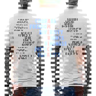 Courage Freedom Diversity Rights Kindness Justice Equality Men's T-shirt Back Print - Thegiftio UK