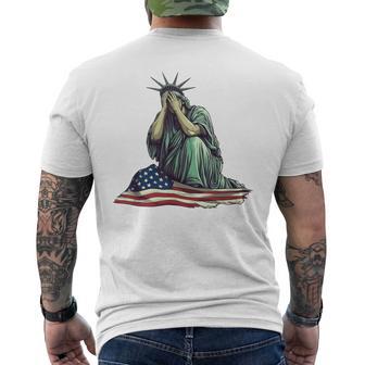 Crying Statue Of Liberty Men's T-shirt Back Print - Thegiftio UK