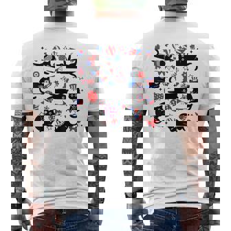 Cute Black Cat Usa Flag Firework Patriotic 4Th Of July Men's T-shirt Back Print | Mazezy