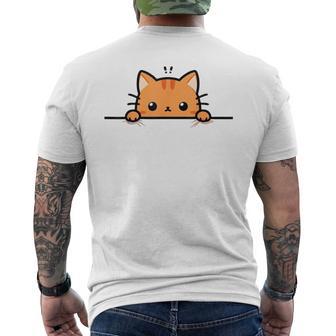 Cute Orange Kitty Cat Peeking Over At You Ginger Cat Lover Men's T-shirt Back Print - Thegiftio UK