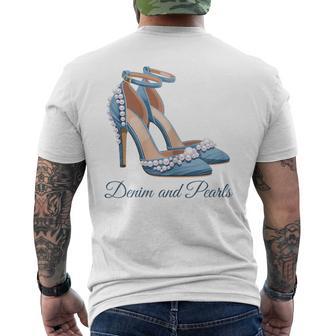 Denim And Pearls Glam High Heels Fashion Statement Men's T-shirt Back Print - Thegiftio UK