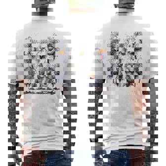 Eagerlys Bunte Lustige Hühner-Kunsterrückte Hühnerfamilie T-Shirt mit Rückendruck - Geschenkecke