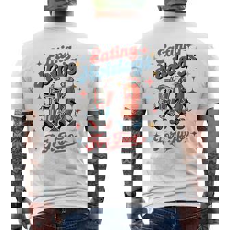 Eating Hotdogs For Two 4Th Of July Pregnancy Announcement Men's T-shirt Back Print - Thegiftio