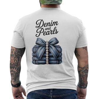 Fashion Style Outfit Glam Denim Pearls Jeans Blue Chic Trend Men's T-shirt Back Print - Thegiftio UK