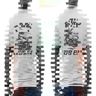 Father Mows Best Retro Men's T-shirt Back Print | Mazezy