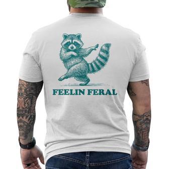 Feeling Feral Racoon Ironic Saying Vintage Raccoon Men's T-shirt Back Print - Thegiftio UK