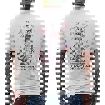 Feral & Free Patriotic Racoon Feral And Free 4Th July Men's T-shirt Back Print | Mazezy