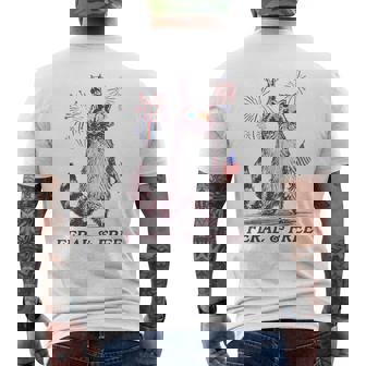 Feral & Free Patriotic Racoon Feral And Free 4Th July Men's T-shirt Back Print - Monsterry