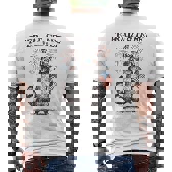 Feral And Free Raccoon Feral But Free 4Th Of July Men's T-shirt Back Print - Thegiftio