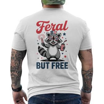 Feral But Free Raccoon 4Th July Toddler Boy Youth N Men's T-shirt Back Print - Thegiftio UK