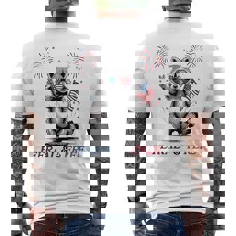 Feral And Free Raccoon Usa Feral But Free 4Th Of July Men's T-shirt Back Print - Thegiftio
