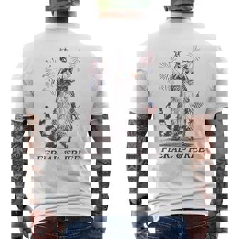 Feral And Free Raccoon Raccoon 4Th Of July Usa Flag Men's T-shirt Back Print | Mazezy