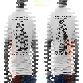 Fight Or Flight Meme Penguin With Knife Men's T-shirt Back Print - Monsterry