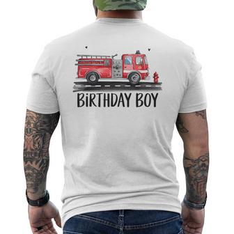Fire Truck Firefighter The Birthday Of Boy Family Bday Party Men's T-shirt Back Print - Thegiftio UK