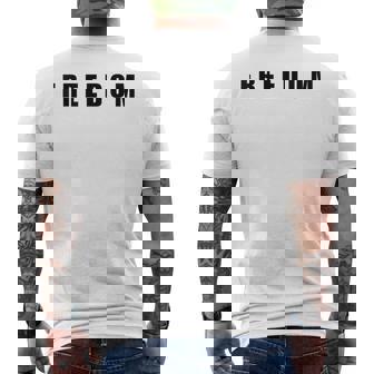 Freedom Text Minimalist Retro Bold Typography Graphic Men's T-shirt Back Print | Seseable CA