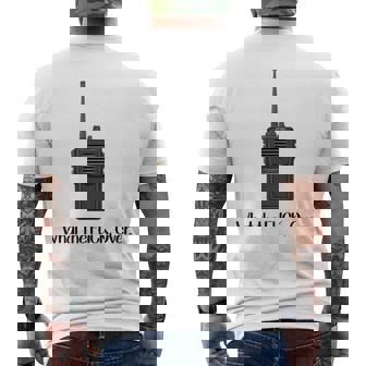 What The Fuck Over Walkie Talkie Icon Men's T-shirt Back Print | Mazezy