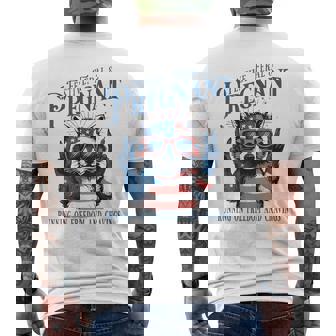 Festive Feral And Pregnant Running On Freedom Raccoon Men's T-shirt Back Print - Monsterry