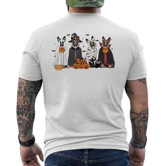 German Shepherd Dogs Dressed As Ghost Spooky Halloween Men's T-shirt Back Print - Thegiftio UK