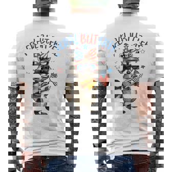 Raccoon Coquette Us Flag 4Th Of July Feral But Free Men's T-shirt Back Print - Monsterry