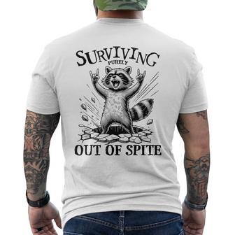 Raccoon Surviving Purely Out Of Spite Humorous Animal Men's T-shirt Back Print - Thegiftio UK